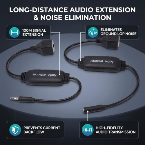 Extensor de Sonido de 3,5 Mm a RJ45 Plug and Play Sin Pérdida de Audio 4