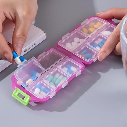 Image of Pack of 2 Premium Pill Organizer Portable Medicine Organizer Box, Moisture Free & BPA Free - Ideal Tablet Box for Medicine, Vitamins & Supplements (Muliticolor)