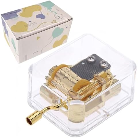 Pursuestar La Vie En Rose Music Box, Clear Gold Hand Crank Musical Box for Mom/Dad/Daughter/Son - Unique Best Gifts for Birthday Christmas Wedding Mother's Day Cover