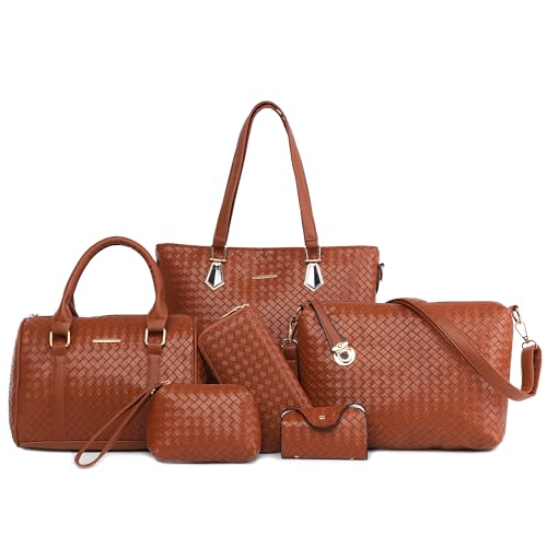 Image of OTMIPIML Purses and Handbags for Women Synthetic Leather Tote Crossbody Bags Satchel Purses Set 6pcs | Set