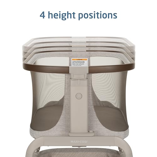 Image of Maxi-Cosi Iora Baby Bassinets Bedside Sleeper, Portable Bassinet, Infant Bedside Sleeper Crib, Height Adjustable, Breathable Mesh, Large Storage Basket, Truffle