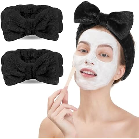 LADES Facial Headband - Terry Cloth Headbands for Face Washing,Skin Care,Makeup,Bow Spa Hair Headband for Washing Face Cover