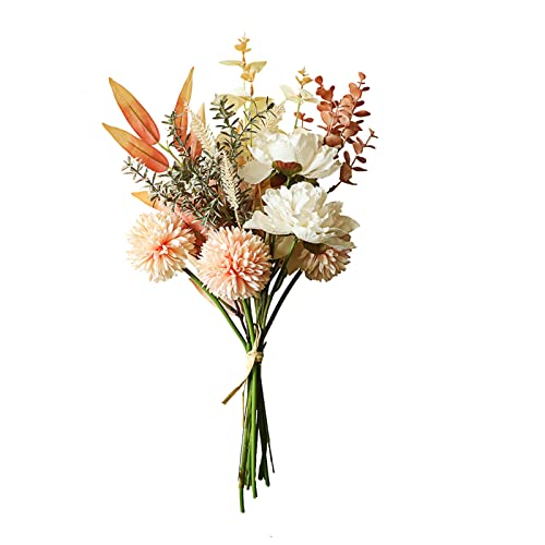 KYYLZ Kunstblumen Künstliche Pflanzen Blumen aus Seide Deko Blumen Seide Hortensien Blumenarrangements Hochzeitssträuße Kernstück für Zuhause Küche Garten Party Festival Dekor(Champagner) Cover