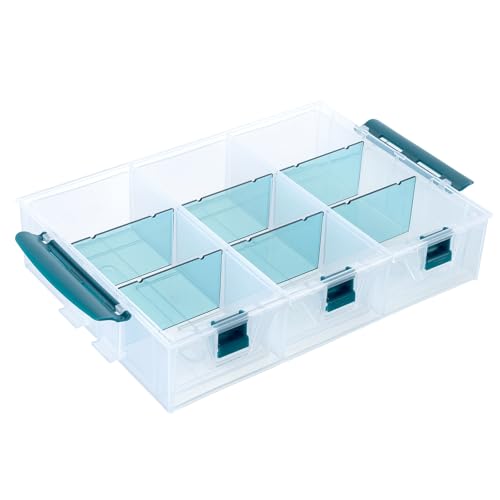 MyGift Single Stackable Tray, Add-on for 11 Inch Clear Arts & Crafts Storage Box with Blue Accents,...