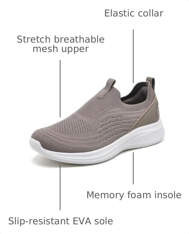 Image of TIOSEBON Women's Walking Tennis Shoes Knit Comfortable Slip on Breathable Mesh Lightweight Sneaker