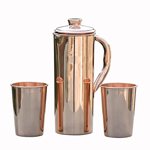 Brocca D'Acqua In Rame Martellato Da 3 Litri Con Rubinetto - Stile Matka, Benefici Ayurvedici, 100% Puro Rame - 3