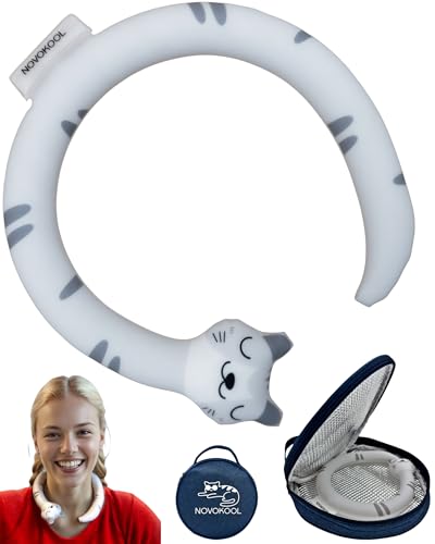 Image of Neck Cooling Tube with Insulated Bag - Reusable Ice Ring Neck Cooler Wrap Indoor Outdoor - Wearable Cooling Ring - Relief for Summer and Hot Flashes - Freezes Under 64℉ (Gray Cat)