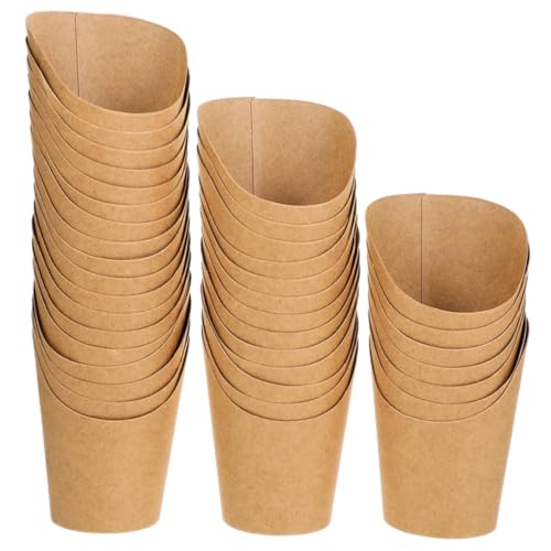 CHILDWEET 80pcs Summer Ice Cream Cup French Fries Ice Cream Cups Container Vellum Paper Take-out Snack Boxes Snack Holder Snack Packing Cups Food Fries Cups Fries Holder Kraft Paper Egg Puff