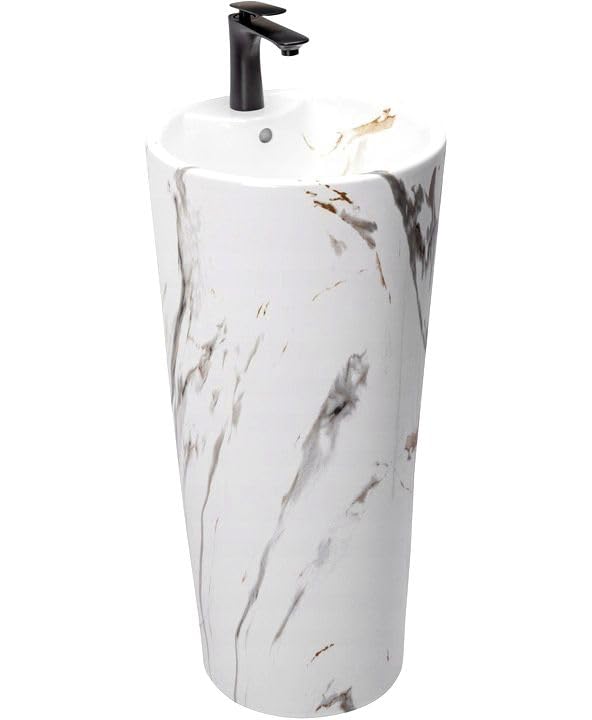 Lavabo de pie Rea Blanka Marble Blanco exento moderno para aseo 6