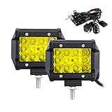 SKYWORLD 4インチ 36W LED スポットライト ワイヤーハーネス付き 12v/24v 兼用 防水 防塵 防震 取付け自由 省エネルギー バックライト コンボビーム 除雪機 重機 船舶 各種作業車対応 イエロー