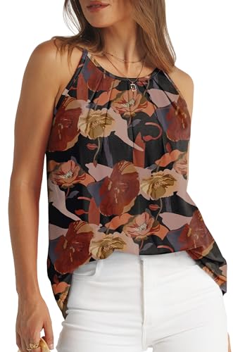 WIHOLL Womens Pleated Tank Tops Spaghetti Strap Camisole Halter Tops Curved Hem Fashion 20252