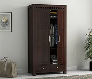 KARINA FURNITURE Wooden Wardrobe for Clothes | Sheesham Wood 2-Door Wardrobe with 4 Shelves Storage | Solid Wood Large Cupboard Almirah: Storage Cabinet for Your Living Room/Bedroom (Design 3)