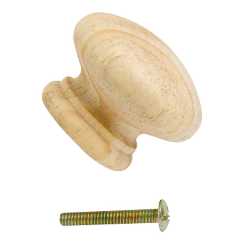 Merriway Brown Bh01266 (10 Pcs) 38 Mm Unlacquered Pine Wooden Cupboard Cabinet Door Knob, With Bolt & Insert - Pack Of 10 Pieces
