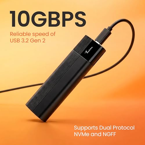 Image of Techie 2-in-1 NGFF SSD & NVMe Enclosure, M.2 NVMe SSD Case, USB 3.1 Gen 2 10Gbps External SSD Adapter, Aluminum Body with Type-C & USB-A Cable, Supports M Key /B+M Key 2230 /2242 /2260 /2280 SSDs