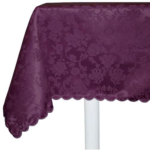 Ricami Fiorentini Nappe Anti-Tache Infroissable, Texture Robuste, Fabrication Artisanale en Italie, Nappe Ronde cm 160 (Prune 110)