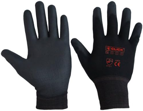 2 Pairs Of PU Coated Polyester Precision Work Gloves Size 7 - Small. Ideal for DIY, Gardening And Building - Comes With TCH Anti-Bacterial Pen!