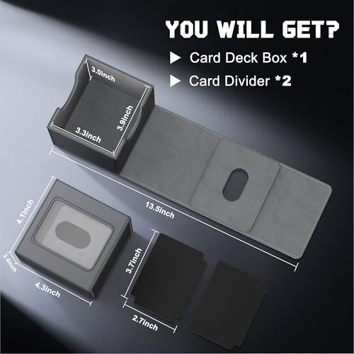 Image of Kabinka MTG Deck Box with Window, Commander Deck Box for Trading Cards, Holds 110+ Double Sleeved Cards, Fits TCG CCG EDH (Black)