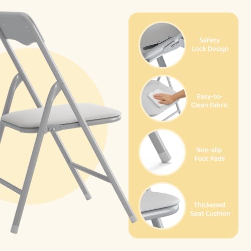 Image of JOYMOR Kids Folding Table and Chairs Set, 5-Piece Metal Frame Activity Set with Easy-Fold Design for Playroom & Classroom, Gray