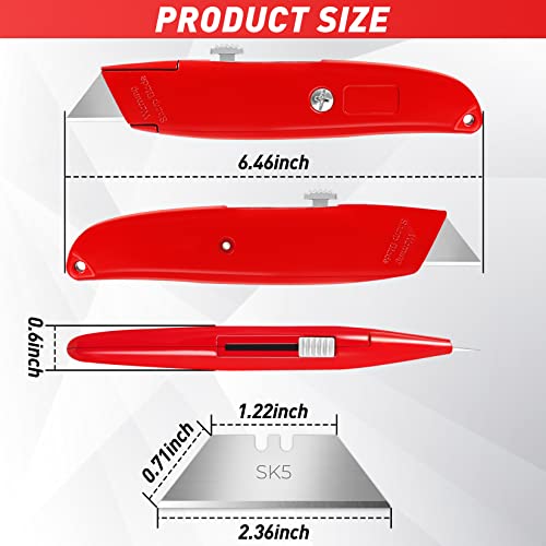 Image of DIYSELF 4 Pack Box Cutters Retractable Utility Knife with 10 SK5 Blades | Aluminum Shell Box Cutter for Papers, Cardboard, and Cartons, Razor Knife, Pipe Cutter (Red, Blue, Yellow, Black)