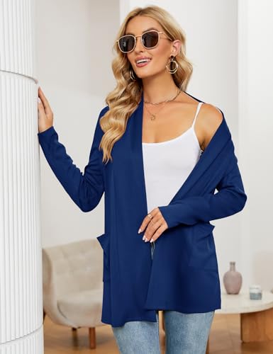 Image of Micoson Women's Long Sleeve Open Front Cardigan Casual Loose Lightweight Cardigans with Pockets