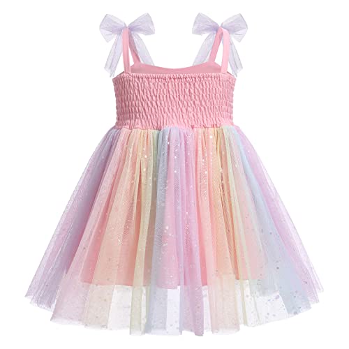 ODASDO Baby Girls Birthday Party Dress Toddler Kids Bowknot Spaghetti Straps Tulle Tutu Princess Dress Pageant Holiday3