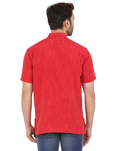 Image of LATEST CHIKAN Men's Cotton Regular Textured Short Kurta Half Sleeves - (SK-DJ)