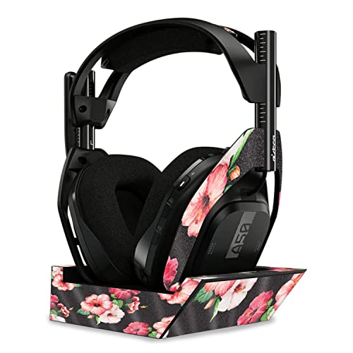Image of MightySkins Glossy Glitter Skin Compatible with Astro A50 Wireless Headphones + Base Station (Gen 4) - Hibiscus | Protective, Durable High-Gloss Glitter Finish | Easy to Apply | Made in The USA
