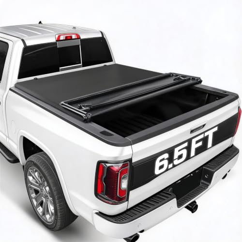 Image of RHOBRA Soft Quad-Fold Truck Bed Tonneau Cover for Ford F150 with 6.5ft Bed | Compatible with 2015-2026 Ford F-150, Waterproof Strip, Easy Cargo Access, No-Drill, Quick to Install