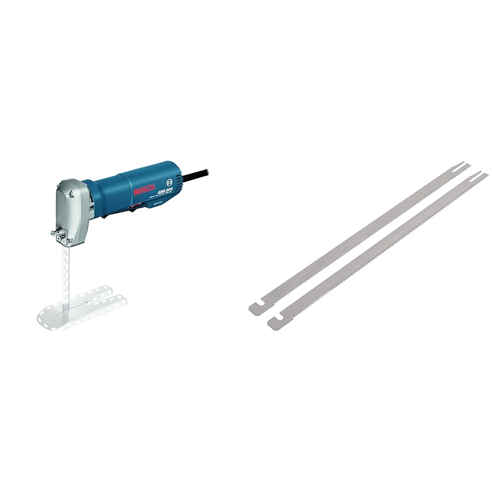 Bosch Professional GSG 300 - Sierra para gomaespuma (350 W, 3200 cpm, profundidad de corte 300 mm, en caja) + Bosch 2 607 018 011 - Set de 2 hojas de sierra, 200 mm