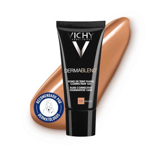 Vichy Base de Maquillaje Fluida Correctora, Alta Cobertura durante 16 horas, Disimula las Imperfecciones, Acabado Mate, Para Todo Tipo de Pieles, Dermablend, Tono: 55 Bronze