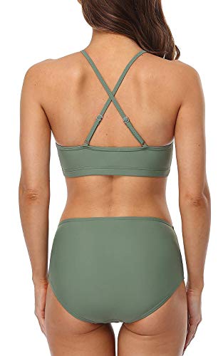Image of CharmLeaks Women's Bikini Sets High Neck Two Piece Swimsuits Sport Bathing Suits