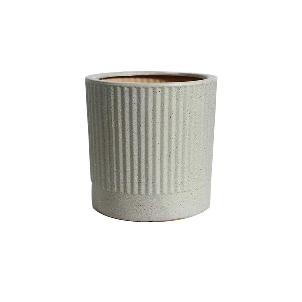 Doniczki 14-calowa okrągła doniczka ceramiczna do użytku na zewnątrz z prążkowaną teksturą