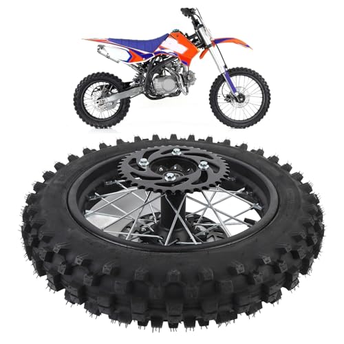 12 Zoll Dirtbike-Hinterradfelge 80/100 12 3.00 12 Hinterradreifen und Felgenschlauch 15 Mm Achse mit Bremsscheibe und 420 41T Kettenrad Premium-Qualität für Offroad-Motorräder