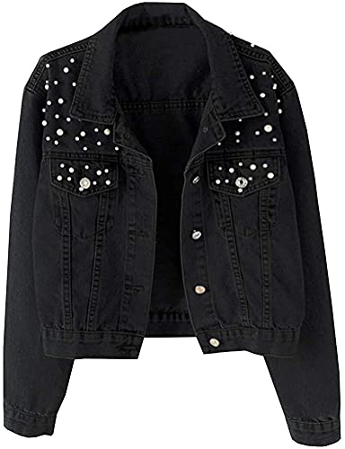Veste en jean perles Lazutom le charme rétro pour femme