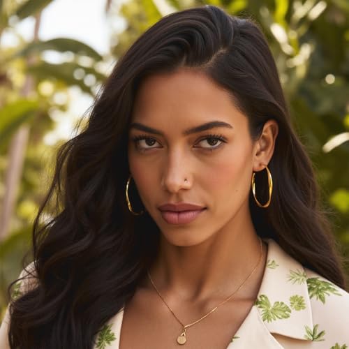 Lightweight Twisted Hoop Earrings 14K Gold Plated Hypoallergenic 3mm Wide Large Thick Gold Hoops Medium Twist Hoop Earrings for Women3