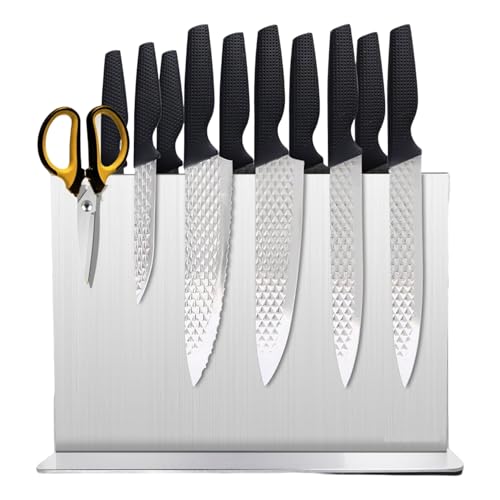 Magnetisches Messerhalter, Edelstahl-Magnetmesserblock mit Schleifer, zweiseitige starke...