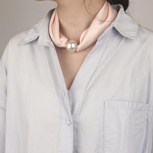 Pearl Magnetic Buckle Silk Scarf, Collar, Scarf Pearl Neck, Retro Scarfs, Necklace for Mothers, Girlfriends4