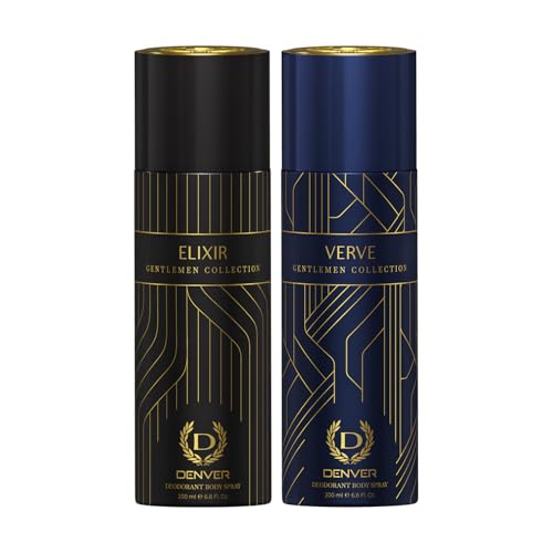 Denver Gentlemen Collection Verve & Elixir Deodorant for Men,200ML Each, Pack of 2| Long Lasting Deodorant Body Spray For Men