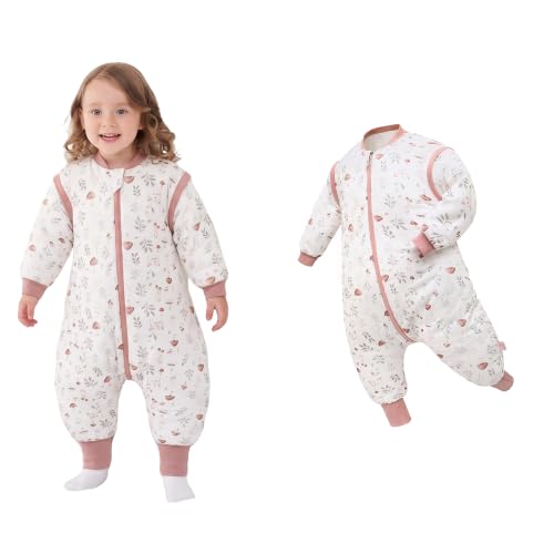 Image of LAT Winter Baby Sleep Bag with Feet,3-way zip Wearable Blanket with Removable Sleeves,Warm Sack for Toddler 2.5 TOG