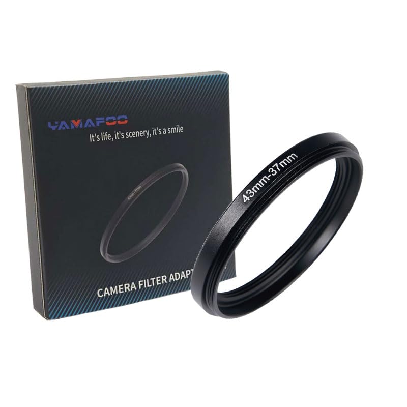 YAMAFOO 43mm to 37mm Step-Up Ring/Step Down Rings Filter Adapter for All Brands UV ND CPL Metal Ring Step-Up Rings Adapter Filter,Black (43-37)