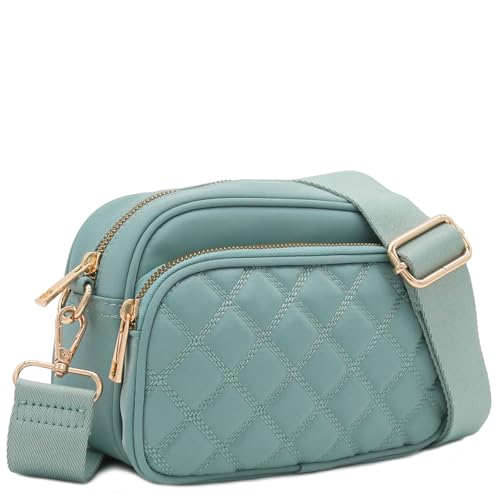 Image of FashionPuzzle Quilted Nylon Crossbody Bag with Wide Strap