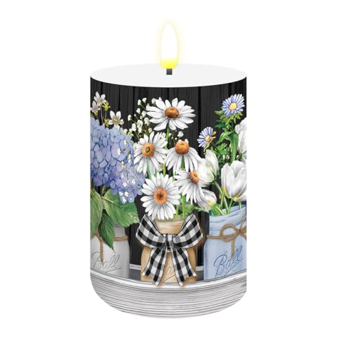 Image of Briarwood Lane Spring Flameless Candle 6x3 Crated Mason Jars Flameless Candle with Timer for Spring