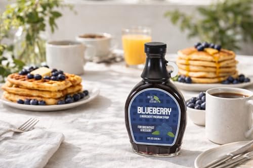 Image of Green Jay Gourmet Blueberry Syrup - 3 Ingredient Fruit Syrup - 2 x 8 Oz | Non GMO & Preservative Free, Perfect for Breakfast, Pancakes, Waffles, French Toast, Coffee, Drinks & Desserts