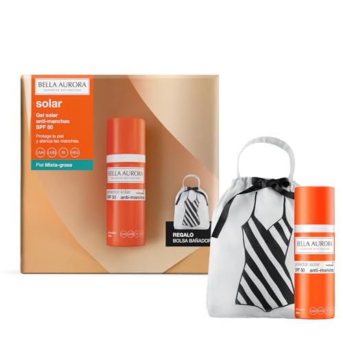 BELLA AURORA - Pack Protector Solar SPF 50+ 50 ml + Bolsa de Regalo, para Piel Mixta-Grasa, Crema Solar, Facial Antimanchas, Crema Protectora Solar, Bloqueador Solar, Absorción Rápida, Calma la Piel