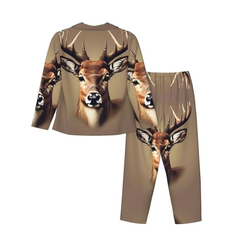 Ensemble de pyjama à manches longues imprimé tête de cerf confortable - 2