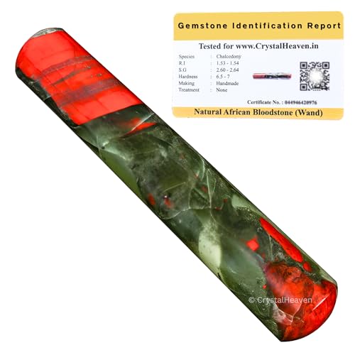 Image of African Bloodstone Crystal Wand - Smooth Crystal Wand for Energy Healing, Chakra Balancing, Meditation and Home Decor - Crystals and Healing Stones for Gift