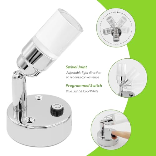 Dream Lighting LED Leselampe Wohnwagen 12V Wohnmobil Lampe Innen Bettseite USB Anschluss Boot Wandlampe Innenbeleuchtung Modern 12v DC 2W 80LM Kaltweiß