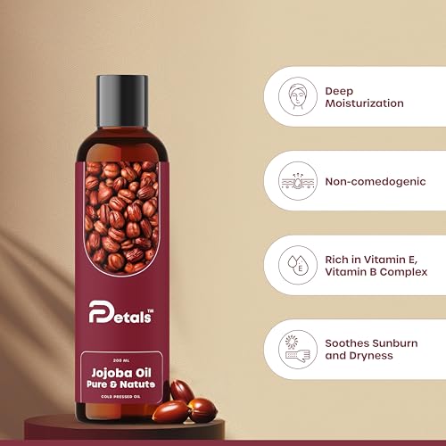 Image of Pure Natural Cold Pressed Jojoba Oil, For Balancing Oily Skin, Natural Makeup Remover, Hair Vitalizer, Carrier Oil for Massage | 200ml
