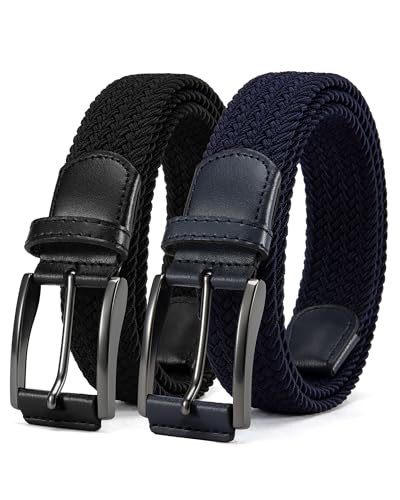 CHAOREN Elastischer Gürtel Herren 2 Stück, Stretchgürtel 35mm für Herren Lässige Hose, Golfgürtel ohne Löcher Bequem und Leicht
