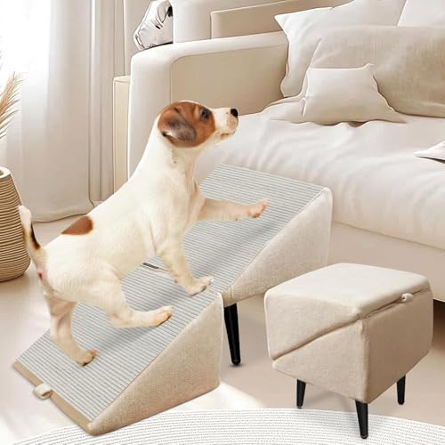 犬用階段 折りたたみ 滑り止め 犬 スロープ 室内 幅広 長い ベッド ソファ用 ドッグステップ 補助 おしゃれ 軽量 ペットスロープ ワイド 安定 猫犬用階段 ペットステップ 省スペース 調節可能 (カーキ)